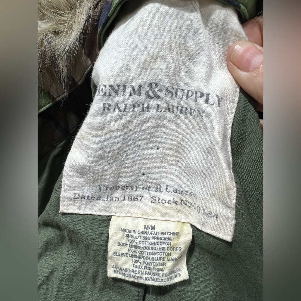 Denim & Supply Ralph Lauren Camo Moto Jacket w/ Faux Fur Collar Deadstock Size M - Picture 15 of 16